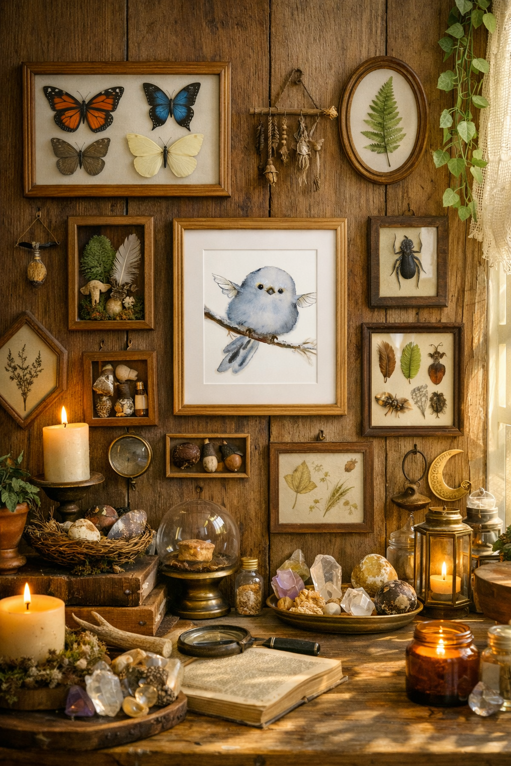 Blue Fairy Nestling — Whimsical Art Print