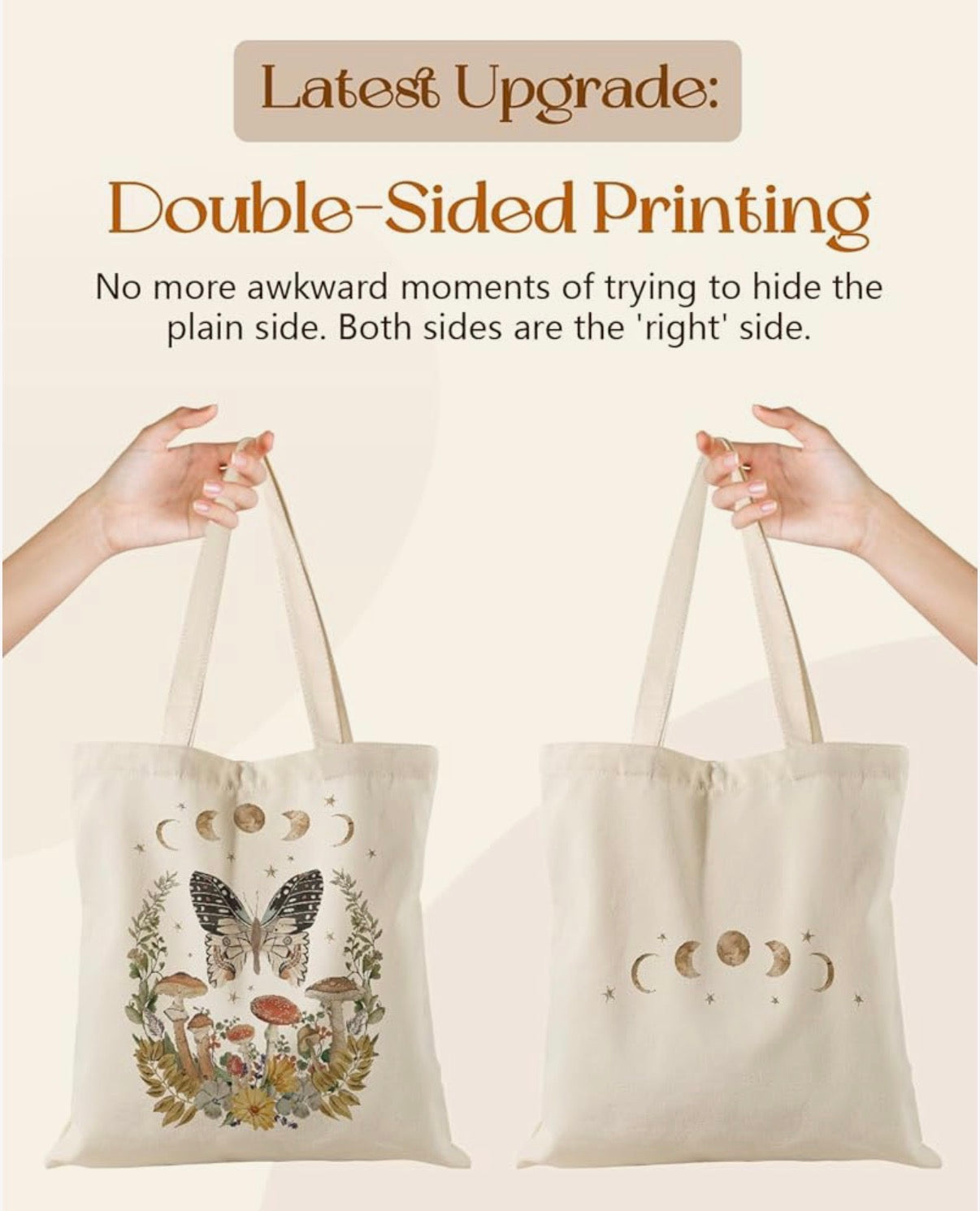 Midnight Mushroom & Butterfly Cotton Tote