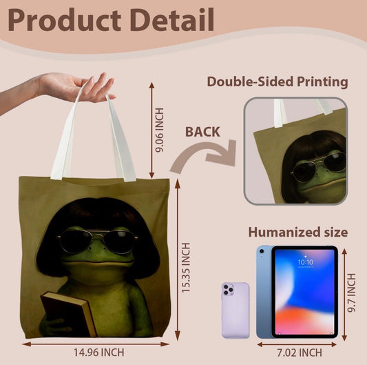 Frog Tote Bag | Cottagecore Canvas Tote