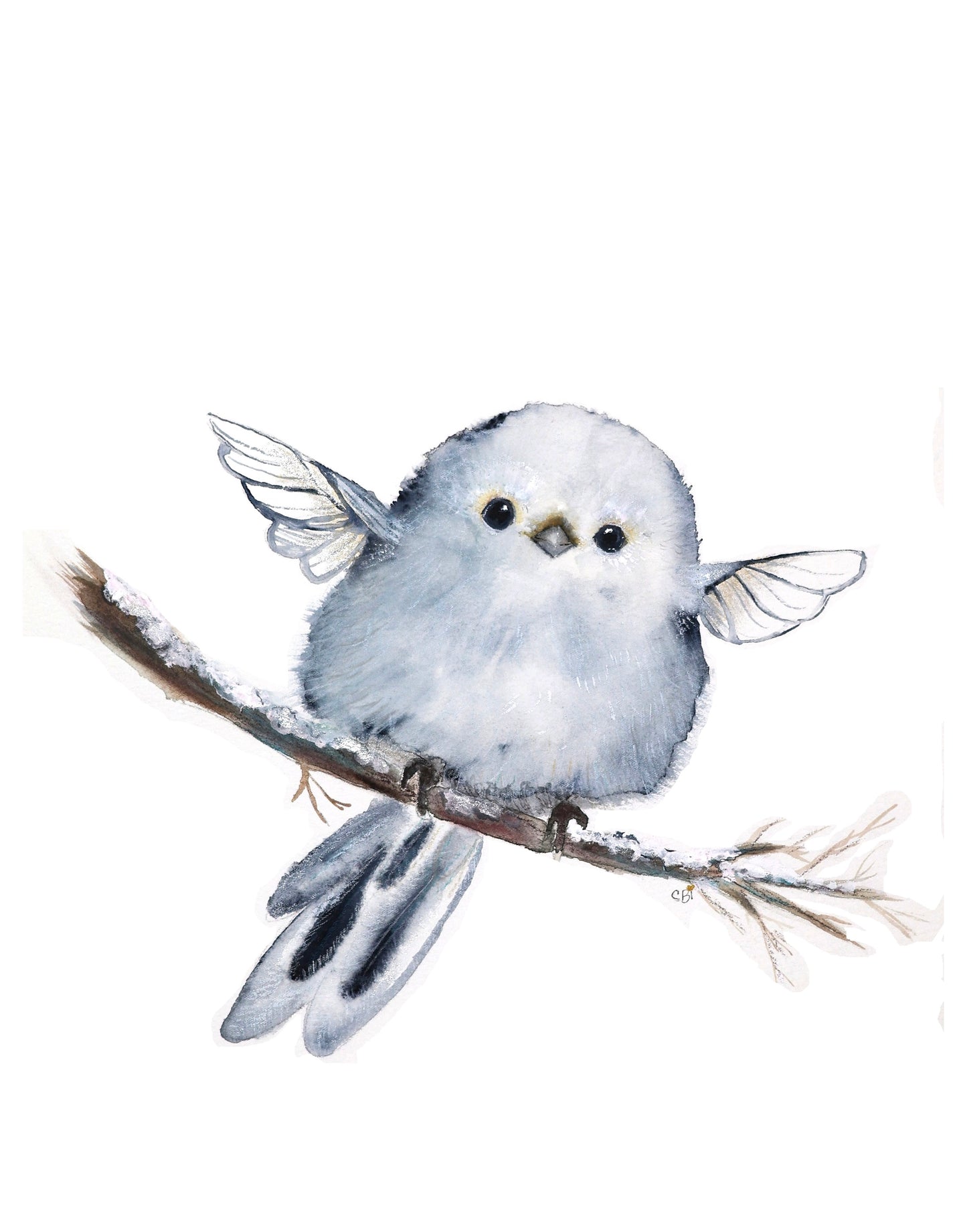 Blue Fairy Nestling — Whimsical Art Print