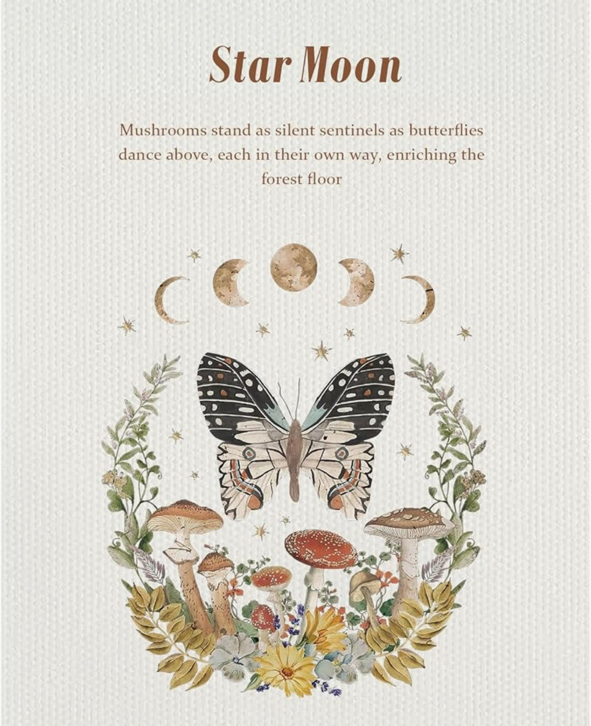 Midnight Mushroom & Butterfly Cotton Tote