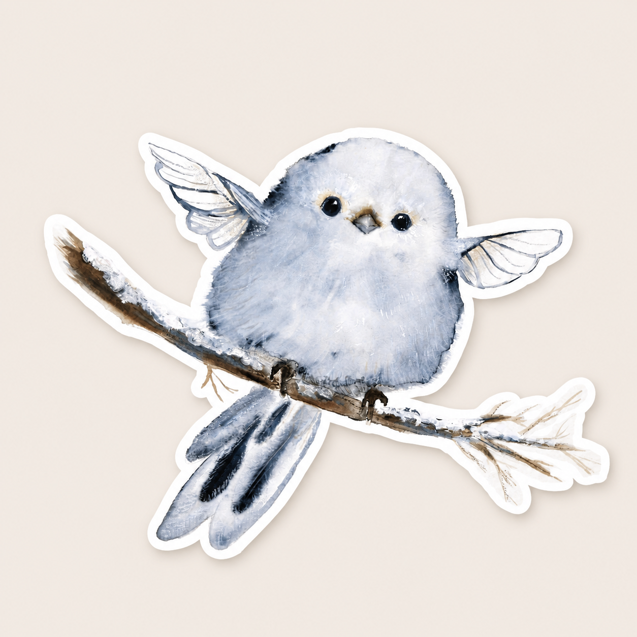 Blue Fairy Nestling watercolor vinyl sticker on a neutral background