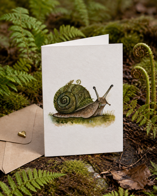 Ferncurl greeting card among ferns and moss