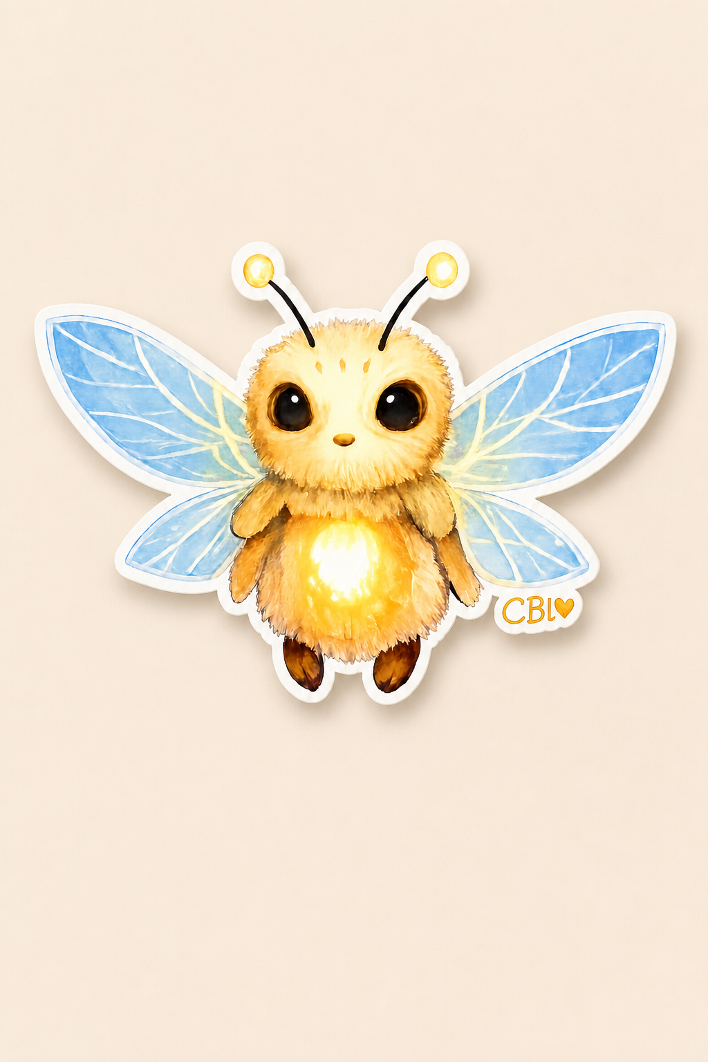 Glowmorrow glowing bug vinyl sticker on a neutral background