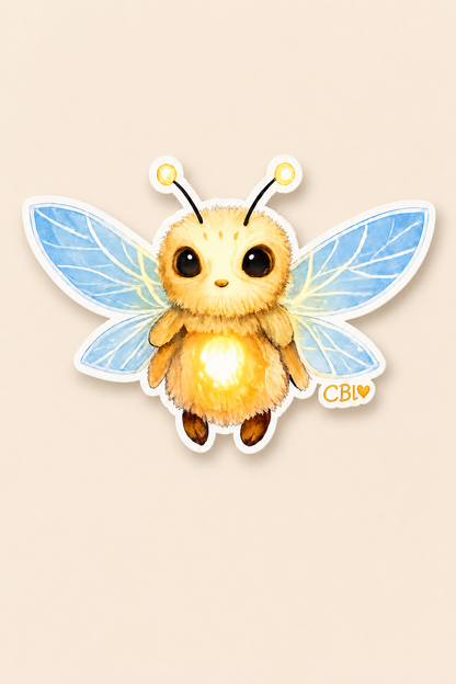 Glowmorrow glowing bug vinyl sticker on a neutral background