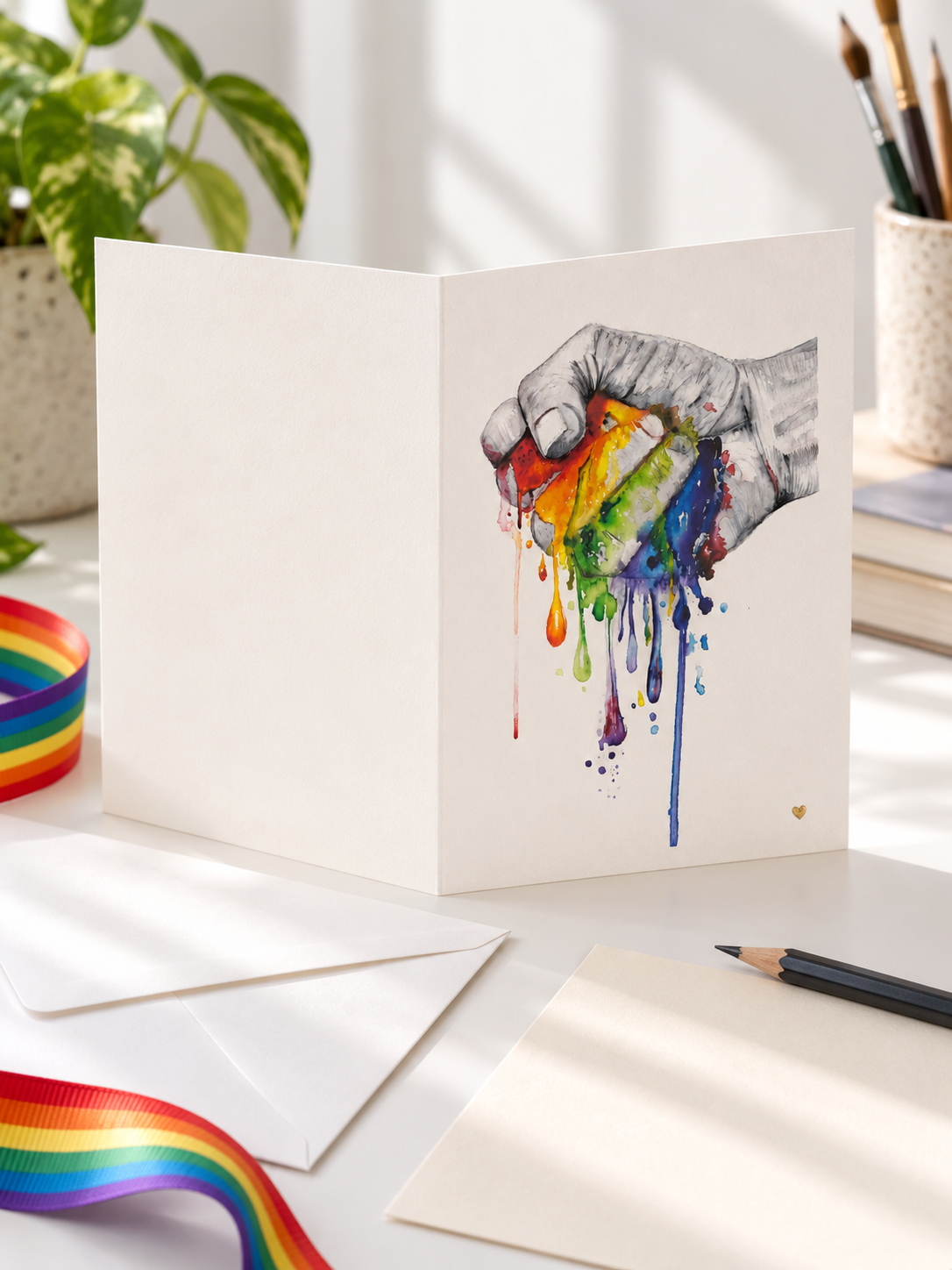 Irrepressible greeting card opened to show the blank inside