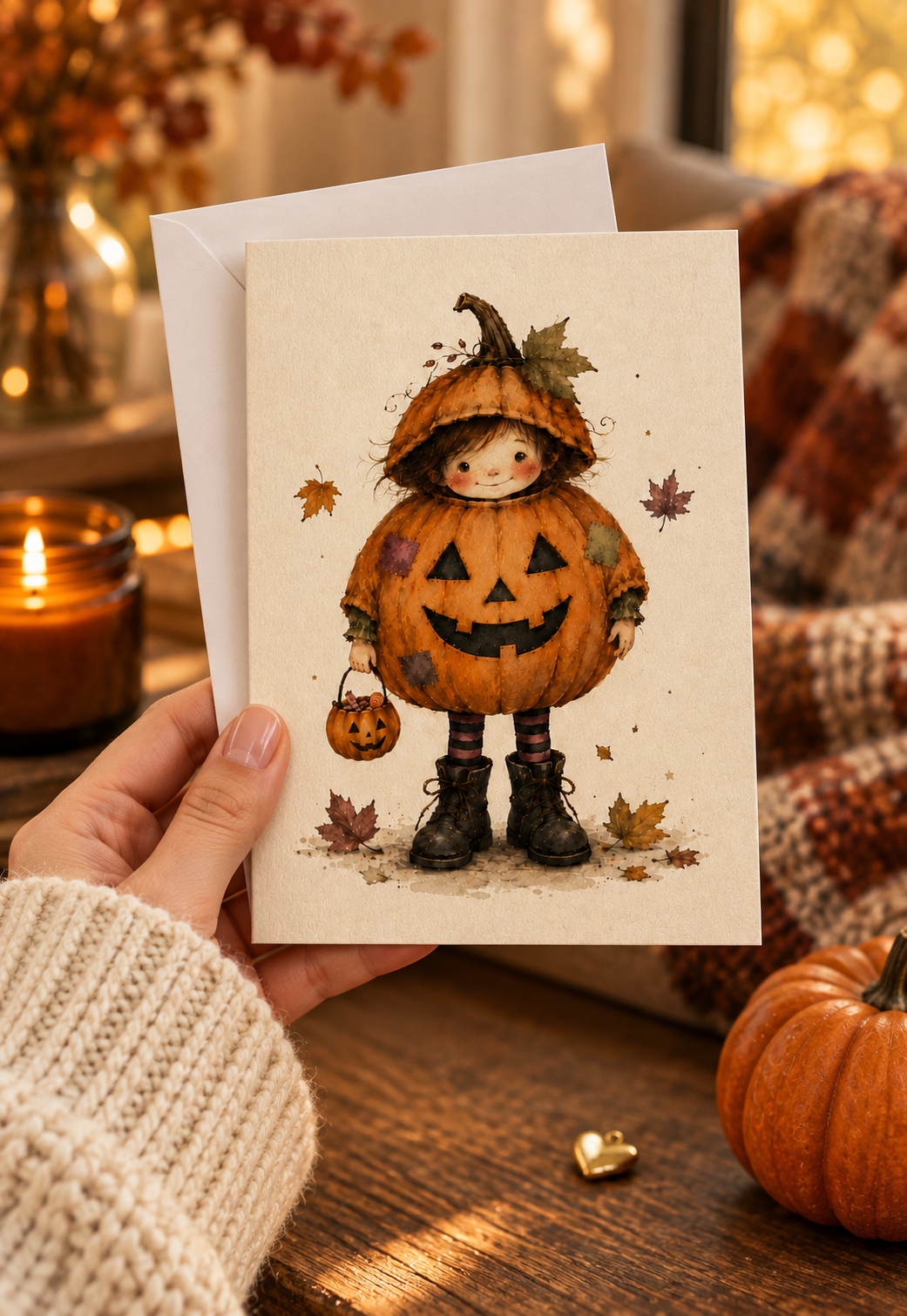 Kevin greeting card held in a hand with its envelope