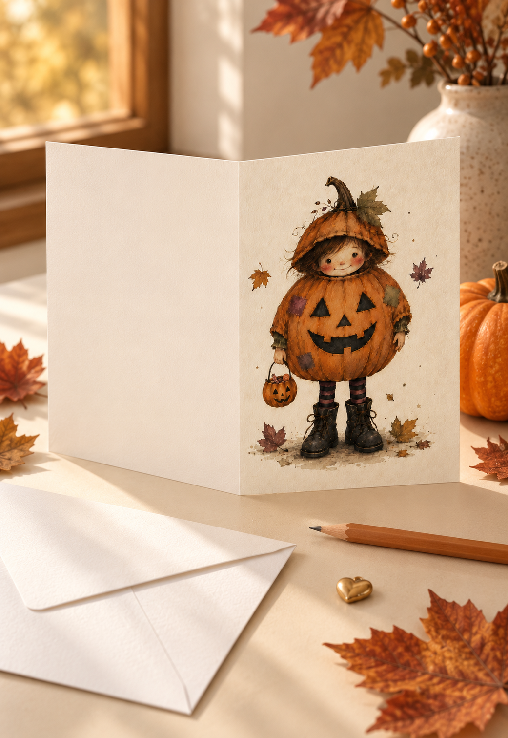 Kevin greeting card opened to show the blank inside