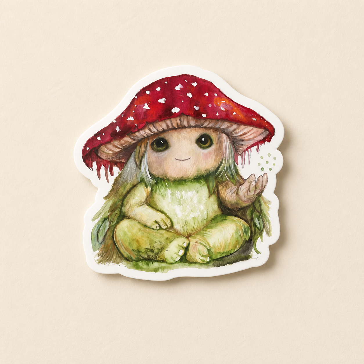 Pippin the Mycora vinyl sticker flat lay
