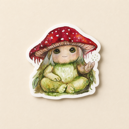 Pippin the Mycora vinyl sticker flat lay